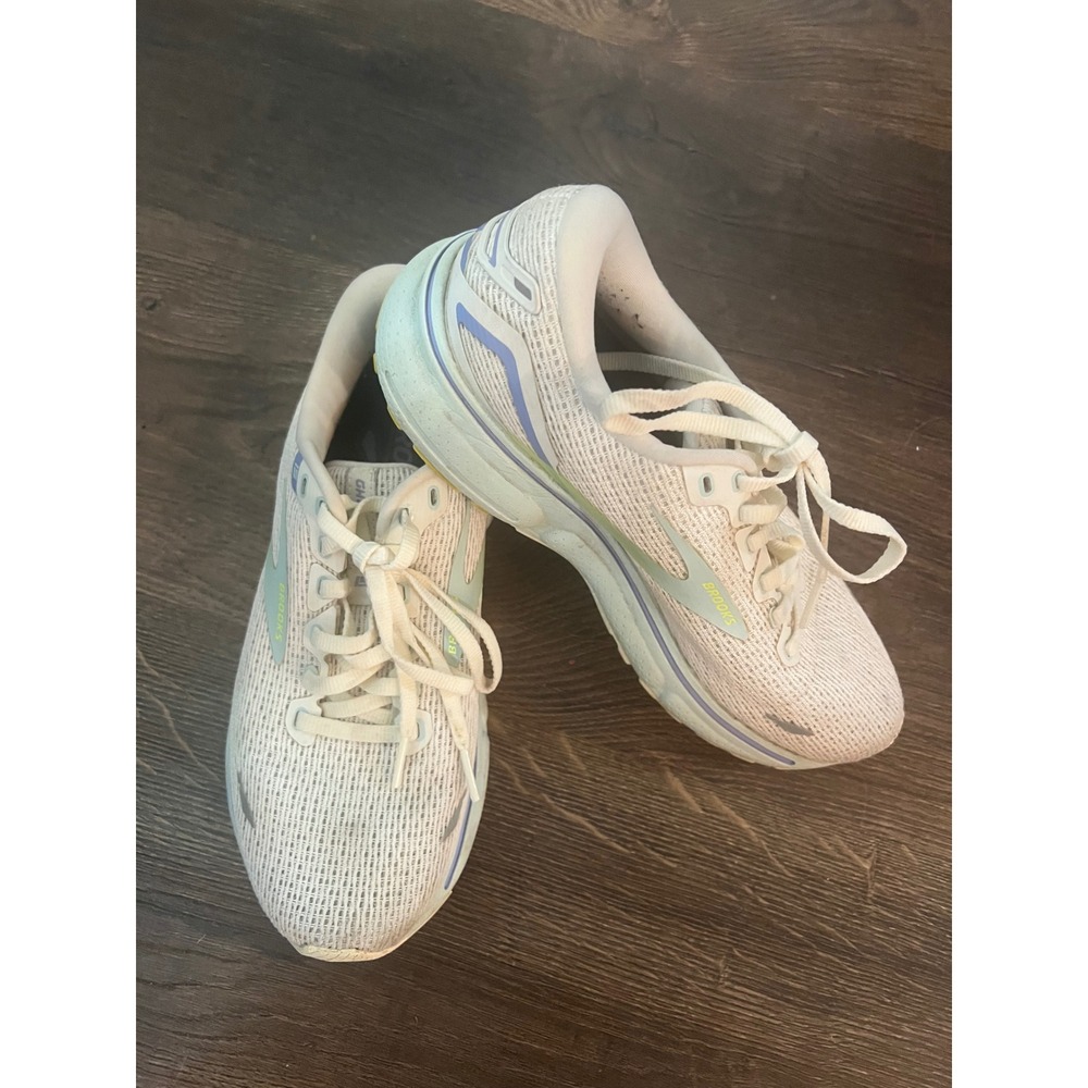 Brooks Ghost 14 Womens Running Shoes White Light Blue Sneakers 1203561B177